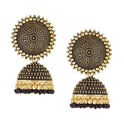MEENAZ Gold-Plated American Diamond Studded Dome Shaped Jhumkas image 2