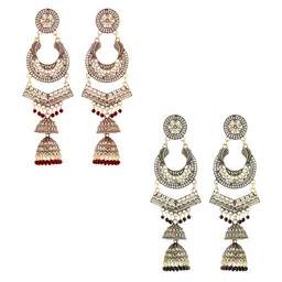 Yellow Chimes Set of 2 Contemporary Jhumkas Earrings image 3