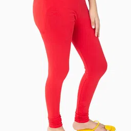 indian flower Girls Red Solid Churidar-Length Leggings image 4