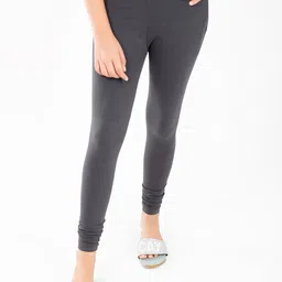 indian flower Girls Grey Solid Churidar-Length Leggings image 3