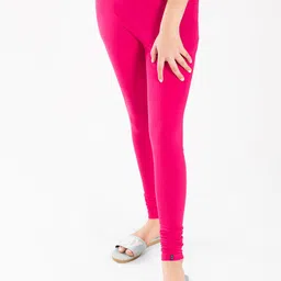 indian flower Girls Pink Solid Churidar-Length Leggings image 5