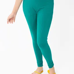 indian flower Girls Green Solid Churidar Length Leggings image 5