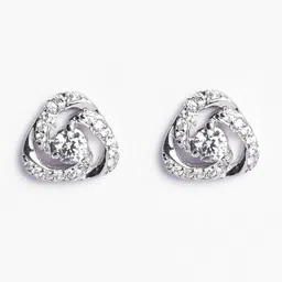 Clara 925 Sterling Silver Cubic Zirconia Rhodium Plated Stud Earrings image 2