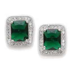 Ruby Raang Silver-Plated Studded Contemporary Studs image 3