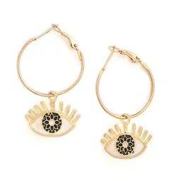 Just Peachy Gold-Plated Black & White Quirky Hoop Earrings image 3