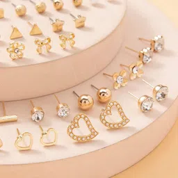 Shining Diva Fashion Set of 30 Contemporary Studs Earrings image 3