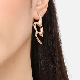 SOHI Gold-Plated Contemporary Studs Earrings image 3