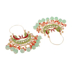 Shoshaa Gold-Plated Lime Green & Red Contemporary Chandbalis Earrings image 2