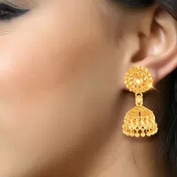 Vighnaharta Gold-Plated Dome Shaped Jhumkas image 2
