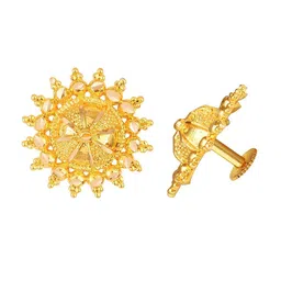 Vighnaharta Gold-Plated Floral Drop Earrings image 2