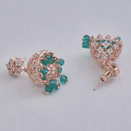 Kushal's Fashion Jewellery Rose-Gold Plated Dome Shaped Jhumkas Earrings image 2