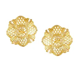 Vighnaharta Set Of 2 Gold-Plated Floral Studs Earrings image 3