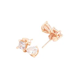 AIKA BY MINUTIAE Rose Gold-Plated Crystals-Studded Drop Earrings image 2
