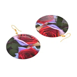 Silvermerc Designs Gold Plated Floral Printed Leaf Shaped Drop Earrings image 4