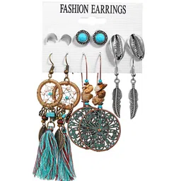 Yellow Chimes Set Of 6 Multicoloured Contemporary Drop Earrings image 3