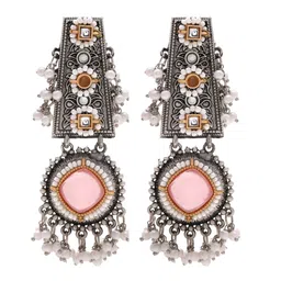 Priyaasi Silver-Plated Contemporary Drop Earrings image 3