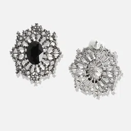 SOHI Silver-Plated Contemporary Stud Earrings image 4