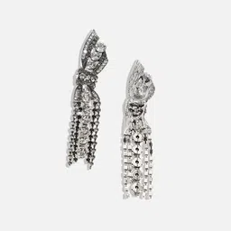 SOHI Silver-Toned Contemporary Drop Earrings image 2