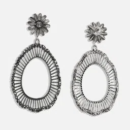 SOHI Silver Plated Stone Studded Drop Earrings image 2