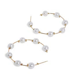 SOHI Women Gold-Plated Circular Half Hoop Earrings image 3