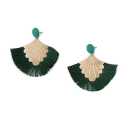 SOHI Women Green Contemporary Gold-Plated Drop Earrings image 5