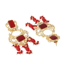 VIRAASI Kundan Studded Contemporary Chandbalis image 4