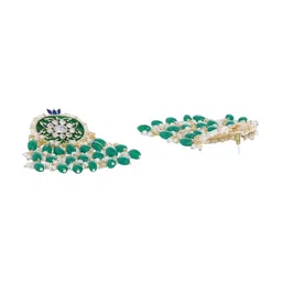 Anouk Green And Gold-Plated Artificial Beads Studded Chandbalis image 4