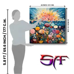 SAF Blue & Pink 1 Piece Canvas Floral and Botanical Wall Paintings image 3