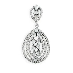 AccessHer Silver-Toned Teardrop Shaped Drop Earrings image 3