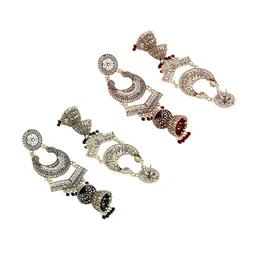 Yellow Chimes Set of 2 Contemporary Jhumkas Earrings image 4