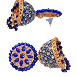 Crunchy Fashion Blue Contemporary Jhumkas Earrings image 3