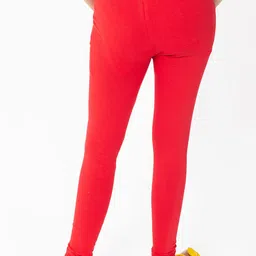 indian flower Girls Red Solid Churidar-Length Leggings image 3