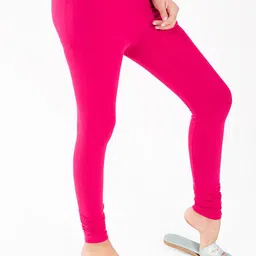 indian flower Girls Pink Solid Churidar-Length Leggings image 4