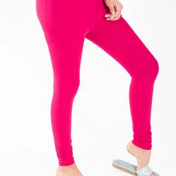 indian flower Girls Pink Solid Churidar-Length Leggings image 2