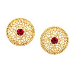 Vighnaharta Gold-Toned Floral Studs Earrings image 2