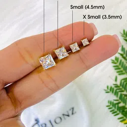 ORIONZ Men 925 Sterling Silver Cubic Zirconia Princess Solitaire Square Shaped Studs image 4