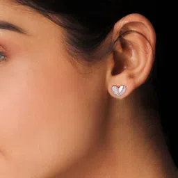 GIVA 925 Silver Rose Gold Plated Made for Each Other Stud Earrings image 3