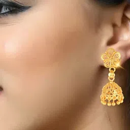 Vighnaharta Gold-Toned Dome Shaped Jhumkas image 3