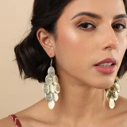 SOHI Women Gold-Toned Contemporary Drop Earrings image 3