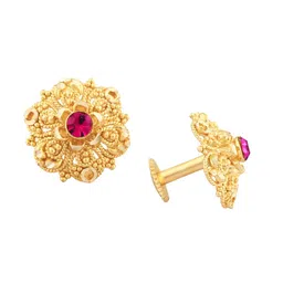 Vighnaharta Set Of 6 Gold Plated Floral Studs Earrings image 2