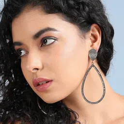 SOHI Silver Plated Crystals Studded Drop Earrings image 3