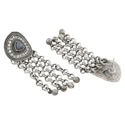 TEEJH Minal Silver-Plated Contemporary Oxidised Drop Earrings image 5
