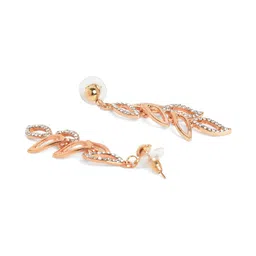 SOHI White & Gold-Plated Leaf Shaped Drop Earrings image 4