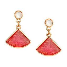 Yellow Chimes Pink Gold-Plated Triangle Shaped Crystal Studded Drop Earrings image 5