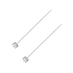 Peora Silver-Plated Cubic Zirconia Contemporary Drop Earrings image 4