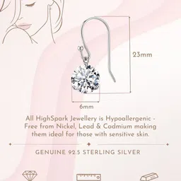 HighSpark 925 Sterling Silver Plating Zircon Stones Studded Contemporary Drop Earrings image 3