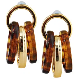 LUCKY JEWELLERY Gold-Plated Contemporary Hoop Earrings image 4