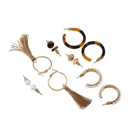 Shining Diva Fashion Combo Set Of 6 Gold-Toned Earrings image 4