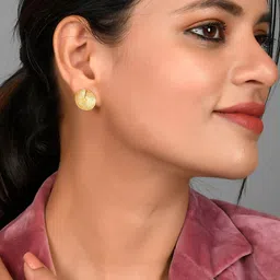 Silvermerc Designs Gold-Plated Handcrafted Contemporary Studs Earrings image 4