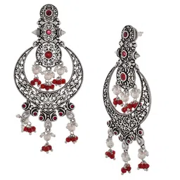 Voylla Silver-Plated Contemporary Chandbalis Earrings image 3